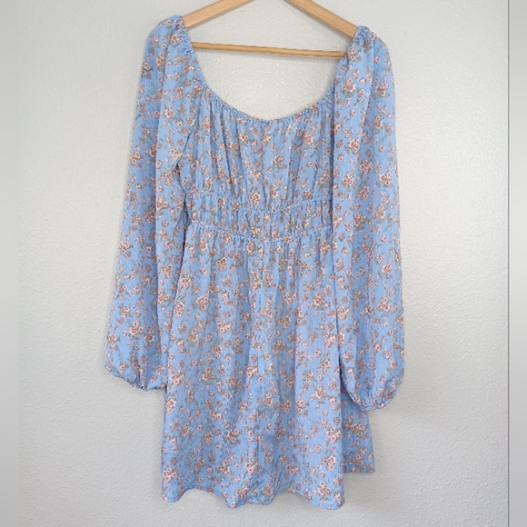 NWT Forever 21 Milkmaid Floral Sz M Babydoll Mini Dress - Picture 3 of 15